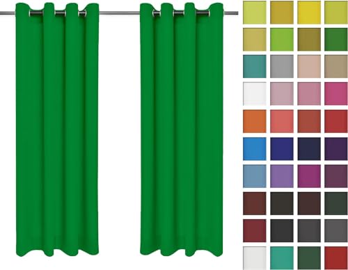 Rollmayer Vorhänge Schal mit Ösen Kollektion Vivid (Grün 25, 135x175 cm - BxH) Blickdicht Uni einfarbig Gardinen Schal von Rollmayer