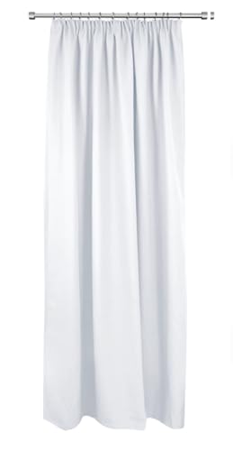 Rollmayer Hochwertig Vorhänge mit Bleistift Kollektion Vivid (Weiß 1, 135x175 cm - BxH - 2 er Pack) Blickdicht Uni einfarbig Gardinen Schal für Schlafzimmer von Rollmayer