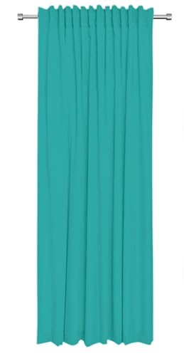 Rollmayer Vorhänge mit Tunnelband Kollektion Vivid (Türkis 17, 135x150 cm - BxH - 2 er Pack) Blickdicht Uni einfarbig Gardinen Schal für Schlafzimmer von Rollmayer