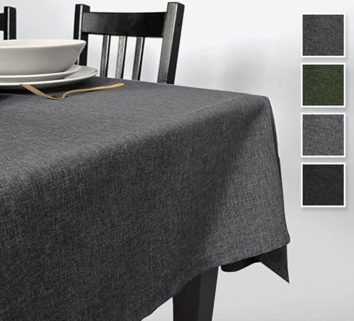 Rollmayer Hersteller abwaschbar Tischdecke Wasserabweisend/Lotuseffekt (Melange Aschgrau 20, 140x140cm) Leinenoptik Tischtuch mit pflegeleicht Fleckschutz, Quadratisch, 4 Farbe & Größe wählbar von Rollmayer