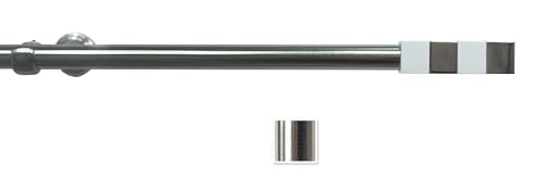 Rollmayer elegant und modern Chrom Vorhangstange/Gardinenstange Ø 19mm (160cm Zauberwürfel weiß, Chrom rohr, 1-läufig) verschiedene Größen und Endstücken Ohne Ringe! von Rollmayer