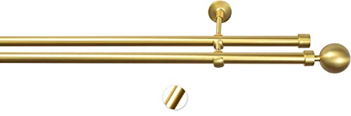 Rollmayer elegant und modern metall Gold Matt Vorhangstange/Gardinenstange Ø 19mm Rohr (520cm Kugel, im Gold Matt, 2-läufig) verschiedene Größen und Endstücken. Ohne Ringe! von Rollmayer