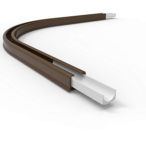 Rollmayer glänzend einläufig Gardinenschiene aus Aluminium (Durchschleuderbogen Braun) Deckenbefestigung mit SMART-KLICK Montage, Innenlaufschiene für Vorhänge von Rollmayer