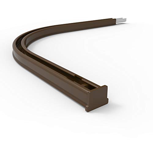 Rollmayer glänzend einläufig Gardinenschiene aus Aluminium (Rundbogen Braun Paar) Deckenbefestigung mit SMART-KLICK Montage, Innenlaufschiene für Vorhänge von Rollmayer