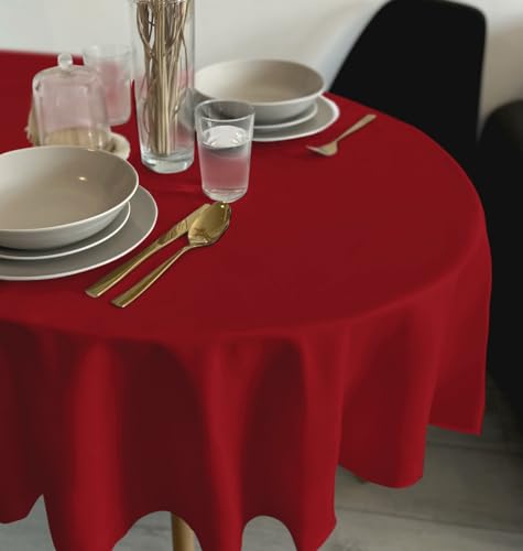 Rollmayer Tischdecke Tischtuch Tischwäsche Gastronomie Kollektion Vivid Uni einfarbig pflegeleicht waschbar(Rot 12, Oval 140x220cm) von Rollmayer