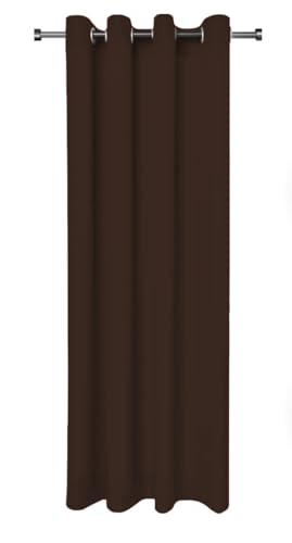 Rollmayer Vorhänge Schal mit Ösen Kollektion Vivid (Braun 28, 135x150 cm - BxH - 2 er Pack) Blickdicht Uni einfarbig Gardinen Schal für Schlafzimmer Schal von Rollmayer