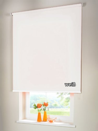 Sichtschutzrollo Mittelzugrollo Springrollo Rollo Verdunkelung 160 x 220 cm / 160x220 cm weiss von Rolloworld