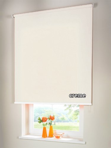 Sichtschutzrollo Mittelzugrollo Springrollo Rollo Verdunkelung 80 x 260 cm / 80x260 cm creme von Rolloworld