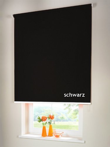 Verdunkelungsrollo Mittelzugrollo Springrollo Rollo Verdunkelung 120 x 210 cm / 120x210 cm schwarz von Rolloworld