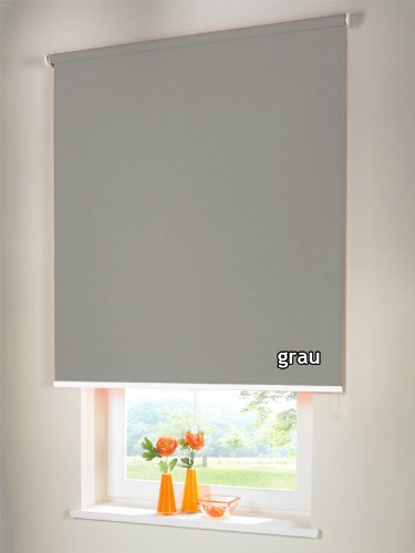 Verdunkelungsrollo Mittelzugrollo Springrollo Rollo Verdunkelung 160 x 220 cm / 160x220 cm grau von Rolloworld
