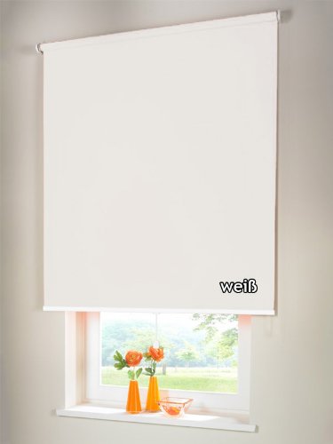 Verdunkelungsrollo Mittelzugrollo Springrollo Rollo Verdunkelung 170 x 200 cm / 170x200 cm weiss von Rolloworld