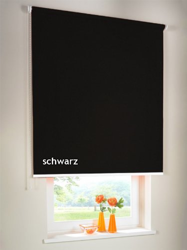 Verdunkelungsrollo Seitenzugrollo Kettenzugrollo Rollo Verdunkelung 100 x 180 cm / 100x180 cm schwarz - Bedienseite links von Rolloworld