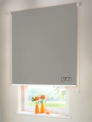 Verdunkelungsrollo Seitenzugrollo Kettenzugrollo Rollo Verdunkelung 125 x 230 cm / 125x230 cm grau - Bedienseite rechts von Rolloworld