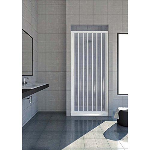 Rollplast Duschkabinenwand, BLUN2CONCC28080, Größe: 80 cm x Höhe 185 cm, aus PVC, auf einer Seite mit einteiligem Fensterflügel, seitliche Öffnung, Farbe: Weiß von ROLLPLAST