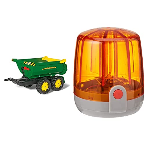 Rolly Toys rollyHalfpipe John Deere (Alter 3-10 Jahre, Rundmulden-Kipper), XXXXX-Large & Blinklicht rollyFlashlight (Blinkleuchte orange, Rundumleuchte mit Montagefuß, für Kinderfahrzeuge) 409556 von Rolly Toys