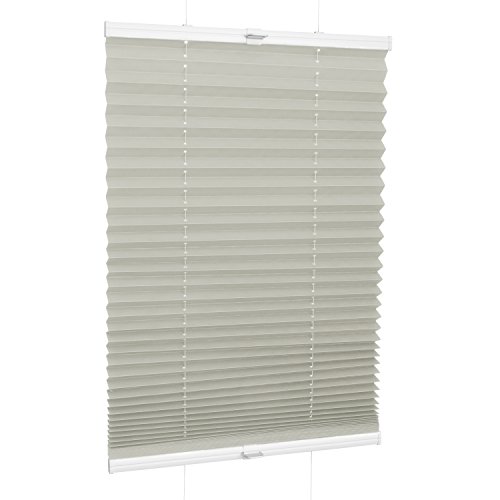 Rolmaxxx ROLLMAXXX Plissee Faltstore Faltrollo Rollo Fensterrollo Klemmfix ohne Bohren (120 x 160 cm, Grau) von Rolmaxxx