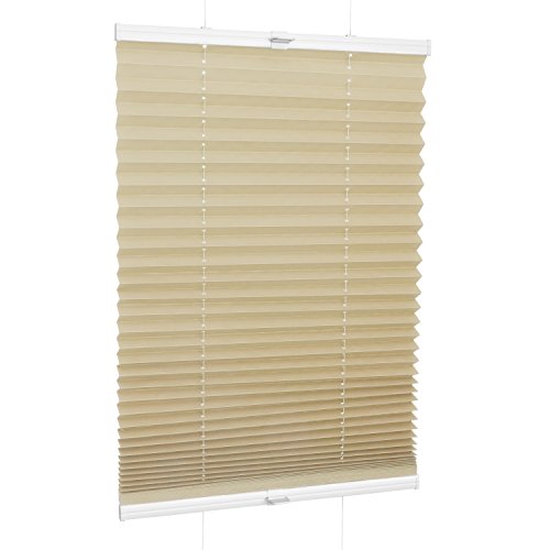 Rolmaxxx ROLLMAXXX Plissee Faltstore Faltrollo Rollo Fensterrollo Klemmfix ohne Bohren (70 x 210 cm, Beige) von Rolmaxxx