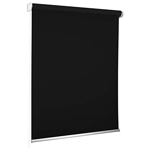 Rolmaxxx ROLLMAXXX Standard-Rollo Verdunkelungrollo Seitenzug Kettenzugrollo Tageslicht Sichtschutz (150 x 190 cm, Schwarz) von Rolmaxxx