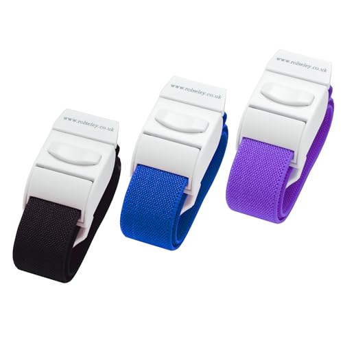 3 Farben Venenstauer Stauschlauch Stauband von Rolseley (Schwarz/Blau/Violett) von Rolseley