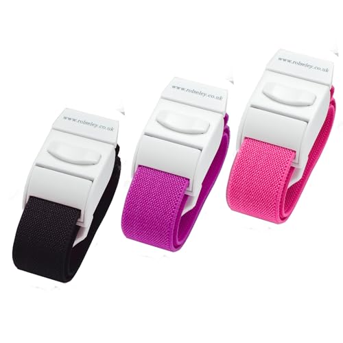 3 Farben Venenstauer Stauschlauch Stauband von Rolseley (Schwarz/Lila/Rosa) von Rolseley