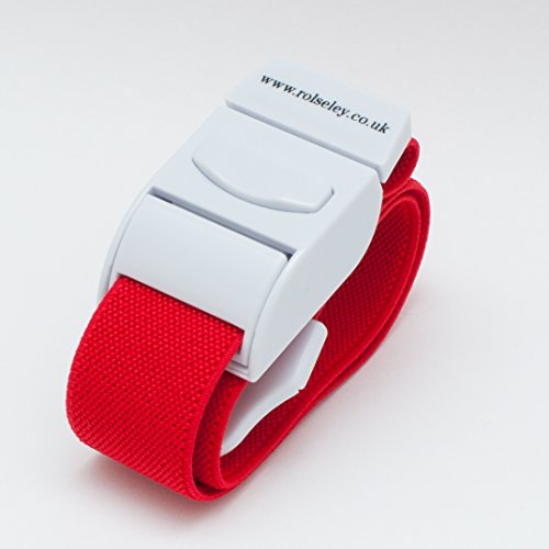 ROLSELEY Qualität Medizinischer Venenstauer mit Schnellverschlussschnalle und Latexfreiem Polyester-Gummiband für Krankenschwester, Hebamme, Rettungssanitäter, Phlebotomiker, Medizinstudent (ROT) von Rolseley