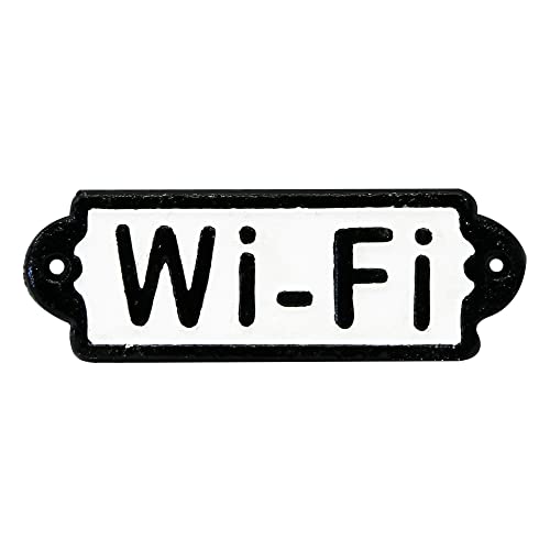 Rolson Schild aus Gusseisen mit Aufschrift „Wi – Fi, schwarz/weiß, 1 x 19.5 x 10.4 cm von Rolson