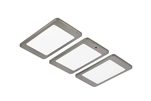 Rolux 3er Set LED Küchen Unterbauleuchte je 4,8 W warmweiss Edelstahl Optik Flächen-LED von Rolux