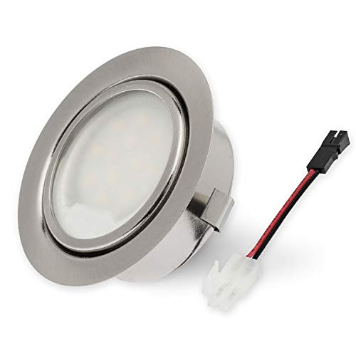 Rolux LED Einbauleuchte "DF-9251B-2" solo matt-chrom 58mm Bohrloch 2,5W 12V warm-weiß DF-9251 9251B df-9251b ultra Flach 9251-2 ersetzt 20W Halogen Leuchtmittel austauschbar von Rolux