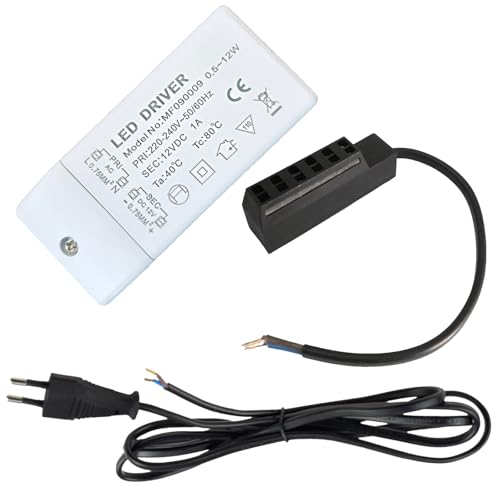 LED Trafo Treiber 0,5-12W 12V DC Eckig Elektronisch | Für LED Lampen & Stripes | inkl. AMP-Verteiler 6-fach & 230V Zuleitung | Kompakt, stabilisiert, Kurzschlussschutz, flackerfrei von Rolux