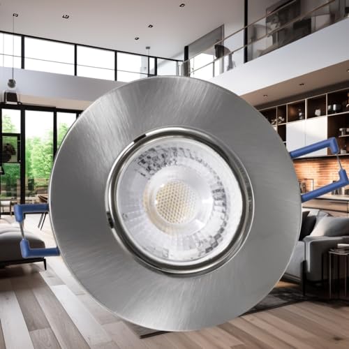 Rolux Flache LED-Einbauleuchte Mila 230V 4,5W Edelstahl geb. 1 Stück CCT 3000-4000-6000K Deckenspot 450lm - Ø90x25mm von Rolux