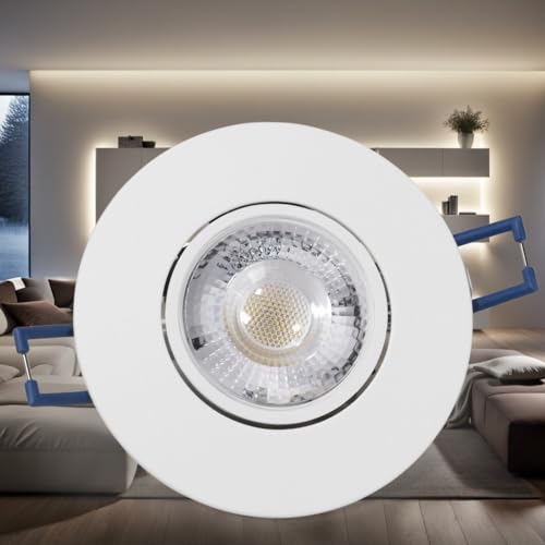 Rolux Flache LED-Einbauleuchte Mila 230V 4,5W Weiß 2 Stück Warmweiß 3000K Deckenspot 450lm - Ø90x25mm von Rolux