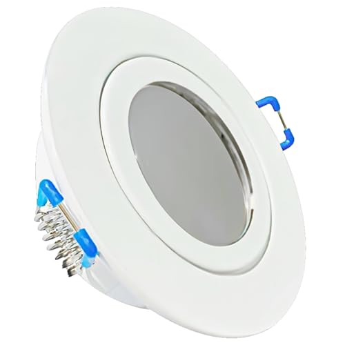 Rolux Flacher LED Bad Einbaustrahler IP44 Aqua 230V SMD 7W mit Milchglas Weiß 1 Stück Deckenleuchte 3000K Warmweiß, Feuchtraum Dusche von Rolux