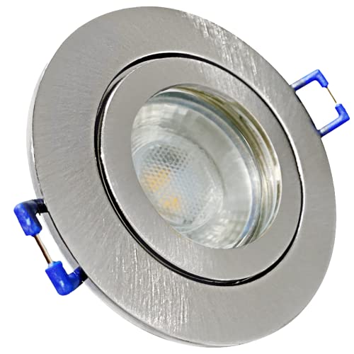 Rolux LED Bad Einbaustrahler IP44 Aqua 12V COB 5W Edelstahl geb. 3 Stück Deckenleuchten 4000K Neutralweiß, Feuchtraum Dusche von Rolux