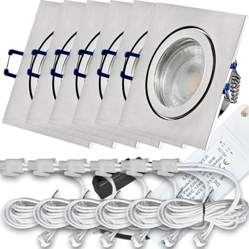 Rolux LED Einbaustrahler 12V Set IP44 Bad & Küche – 6er-Set 90x90 mm Edelstahl gebürstet inkl. Trafo – 3W 250lm 3000K Warmweiß – MR16 mit AMP-Kabel 120 cm – Ø 60–68 mm, Einbautiefe 55 mm, quadratisch Rolux LED Einbaustrahler 12V Set IP44 Bad & Küche – 6er-Set 90x90 mm Edelstahl gebürstet inkl. Trafo – 3W 250lm 3000K Warmweiß – MR16 mit AMP-Kabel 120 cm – Ø 60–68 mm, Einbautiefe 55 mm, quadratisch von Rolux