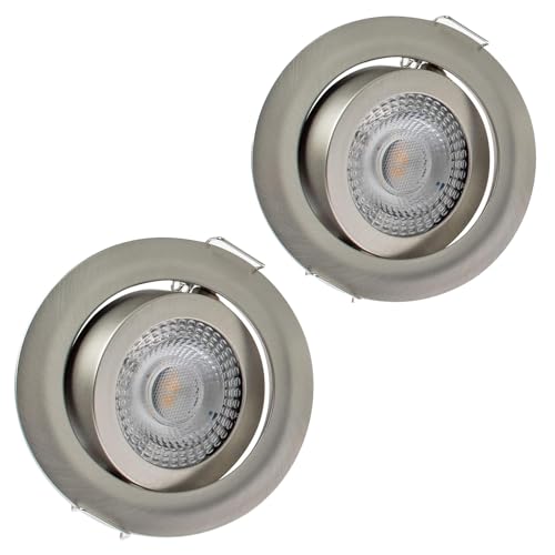 Rolux LED Einbaustrahler 230V 68mm - 72mm Dimmbar 5W 365lm 3000K LED Spot Deckeneinbauleuchte flach - 2er Set von Rolux
