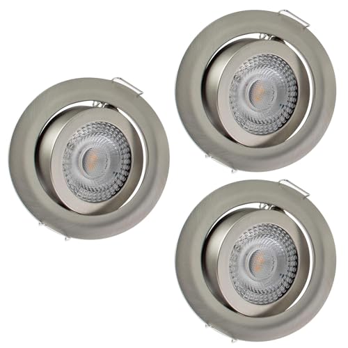 Rolux LED Einbaustrahler 230V 68mm - 72mm Dimmbar 5W 365lm 3000K LED Spot Deckeneinbauleuchte flach - 3er Set von Rolux
