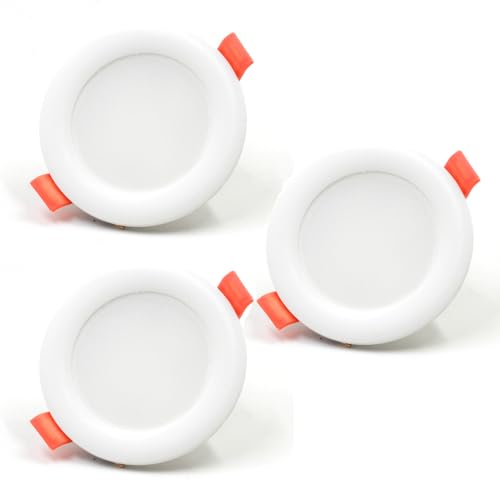 Rolux LED Einbaustrahler 230V 68mm - 80mm IP44 Dimmbar 4,8W 420lm 3000K-4000K-6000K LED Spot Deckeneinbauleuchte flach - 3er Set von Rolux