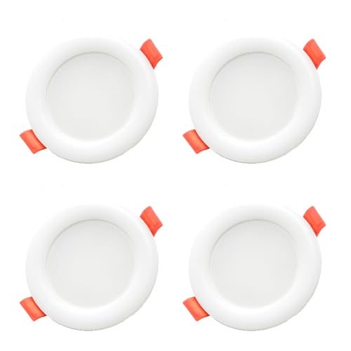 Rolux LED Einbaustrahler 230V 68mm - 80mm IP44 Dimmbar 4,8W 420lm 3000K-4000K-6000K LED Spot Deckeneinbauleuchte flach - 4er Set von Rolux