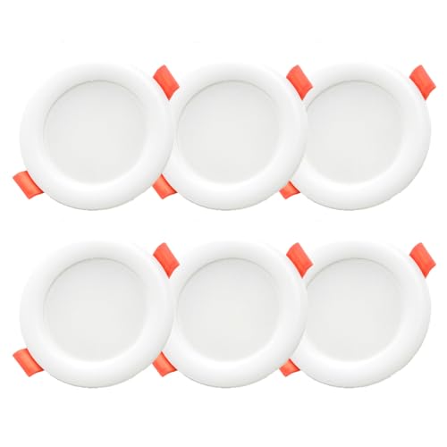 Rolux LED Einbaustrahler 230V 68mm - 80mm IP44 Dimmbar 4,8W 420lm 3000K-4000K-6000K LED Spot Deckeneinbauleuchte flach - 6er Set von Rolux