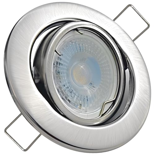 Rolux LED Einbaustrahler IP20 Alina 12V COB 5W Edelstahl geb. 6 Stück Einbauleuchte 3000K Warmweiß Deckenspot von Rolux