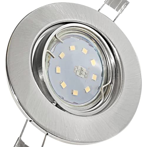 Rolux LED Einbaustrahler IP20 Alina 230V SMD 5W Edelstahl geb. 1 Stück Einbauleuchte 3000K Warmweiß Deckenspot von Rolux