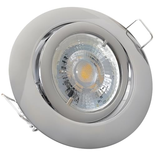 Rolux LED Einbaustrahler IP20 Spots 230V COB 3W Chrom 1 Stück Einbauleuchte Lana Warmweiß Schwenkbar von Rolux
