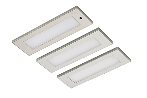 Rolux LED Küchen Unterbauleuchte je 4 W warmweiss Edelstahl Optik Flächen-LED (3er Set) von Rolux