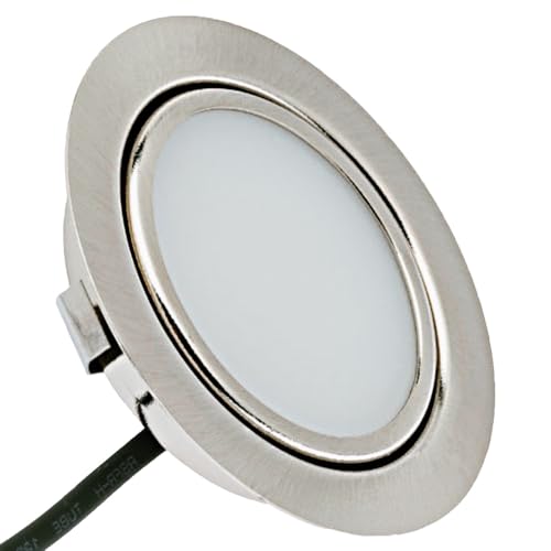 Rolux LED Möbeleinbauleuchte Emma 12V 3W Warmweiß 3000K | 1 x Flach Ø65mm Einbaustrahler | 180lm | IP20 | Für Schrank, Küche & Möbel | inkl. Kabel & Mini-Stecker | Einfache Montage, Kompaktes Design von Rolux