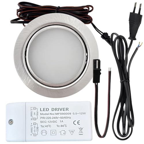 Rolux 1er Set LED Möbeleinbauleuchte Emma 12V 3W Warmweiß 3000K | Ultra flach Ø55mm Einbaustrahler | 180lm | inkl. LED Trafo & 230V Zuleitung | Für Möbel, Schrank, Küche | Einfache Montage, IP20 Rolux 1er Set LED Möbeleinbauleuchte Emma 12V 3W Warmweiß 3000K | Ultra flach Ø55mm Einbaustrahler | 180lm | inkl. LED Trafo & 230V Zuleitung | Für Möbel, Schrank, Küche | Einfache Montage, IP20 von Rolux