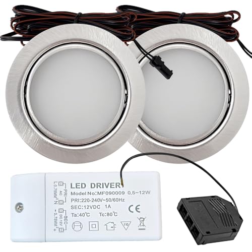 Rolux 2er Set LED Möbeleinbauleuchte Emma 12V 3W Warmweiß 3000K | Ultra flach Ø65mm Einbaustrahler | 180lm | inkl. LED Trafo & Mini-Verteiler | Für Möbel, Küche, Schrank | Einfache Montage, IP20 Rolux 2er Set LED Möbeleinbauleuchte Emma 12V 3W Warmweiß 3000K | Ultra flach Ø65mm Einbaustrahler | 180lm | inkl. LED Trafo & Mini-Verteiler | Für Möbel, Küche, Schrank | Einfache Montage, IP20 von Rolux