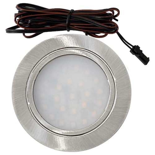 Rolux Möbel Einbauleuchte Finja 12V ultra flach 1 x 2.4W LED-Einbaustrahler 58mm Lochausschnitt 160lm inkl. Kabel mit Mini Stecker 3000K Warmweiß von Rolux