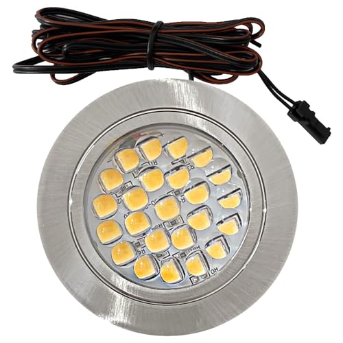 Rolux Möbel Einbauleuchte Freya 12V ultra flach 2 x 2.4W LED-Einbaustrahler 58mm Lochausschnitt 190lm inkl. Kabel mit Mini Stecker 3000K Warmweiß von Rolux