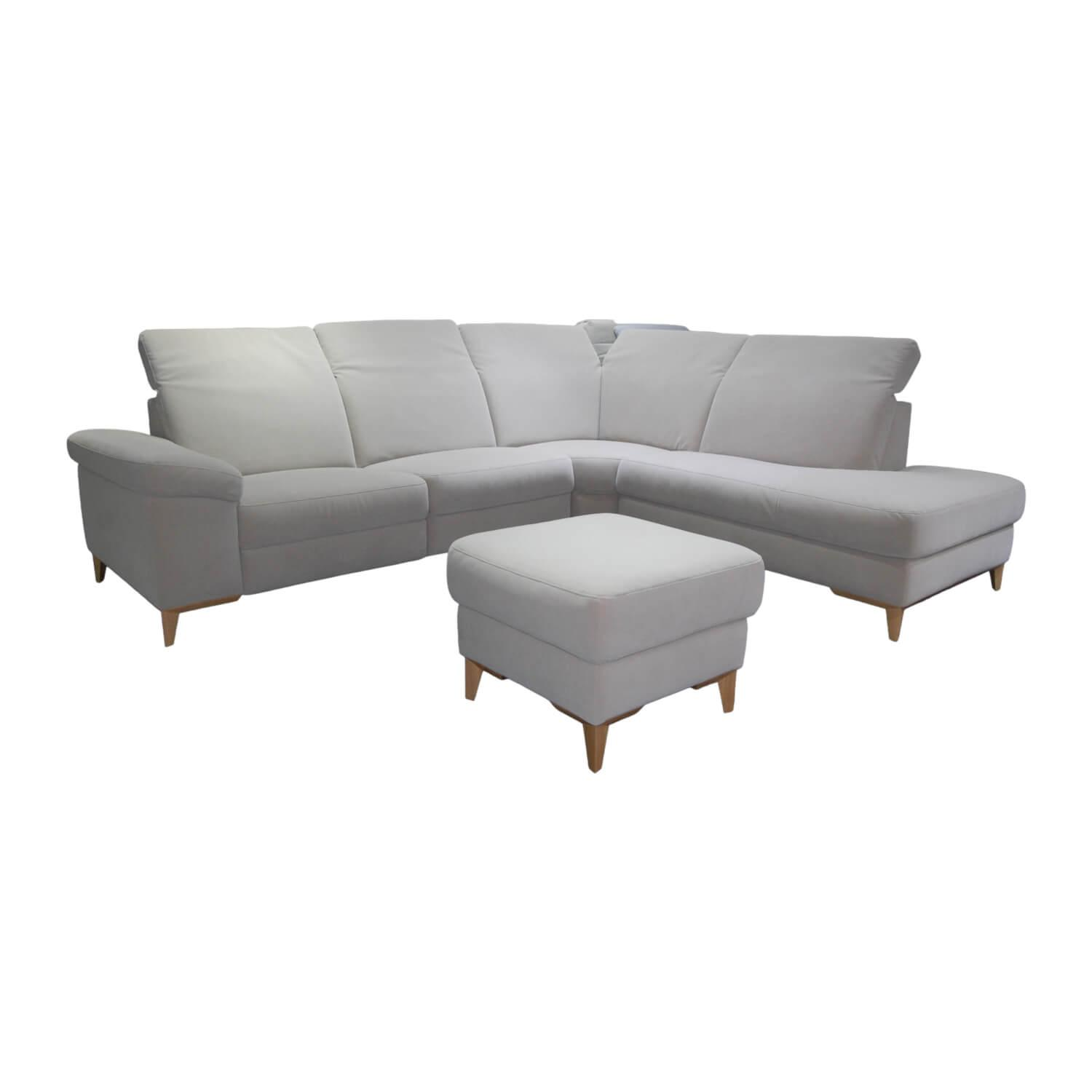 Ecksofa Cadini Stoff Kaleido Rock Grau mit Hocker von Rom