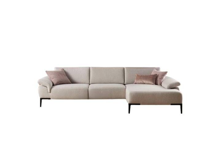 Rom Wave Ecksofa mit Sitztiefenverstellung und klappbaren Armlehnen - Metall schwarz lackiert , rechts , ohne Zusatzausstattung, Modern, manuelle Armteilverstellung, manuelle Sitztiefenverstellung von Rom